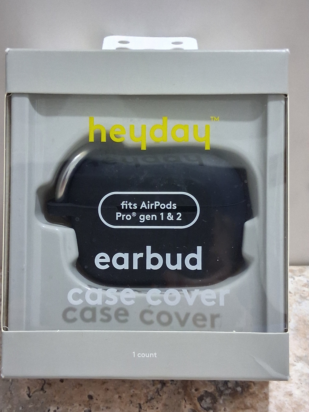 heyday Black Silicone Earbud Case Cover with Metal Clip